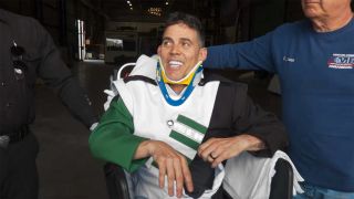 Steve-O in neck brace in Jackass Forever