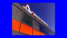 Autogrill bridge outlet on blue background