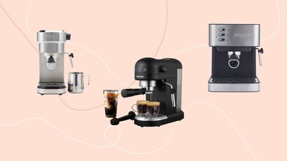 Salter coffee machines on pink background