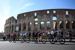 The peloton rides through Rome on Stage 21 of the Giro d'Italia 2024