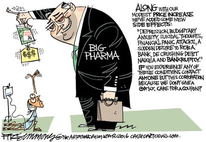 Editorial cartoon U.S. Big Pharma greed