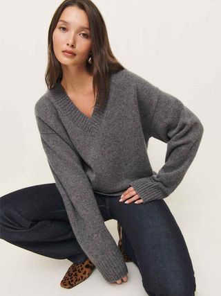 Jadey Cashmere Oversized V-Neck Sweater