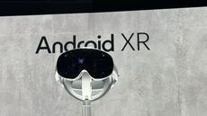 Samsung Project Moohan headset and the Android XR logo at Samsung Unpacked 2025