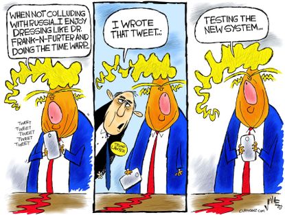 Political cartoon U.S. Trump Russia Twitter