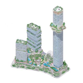 Ole Scheeren architecture illustration: The Empire City Tower in Ho Chi Minh City with green terraces