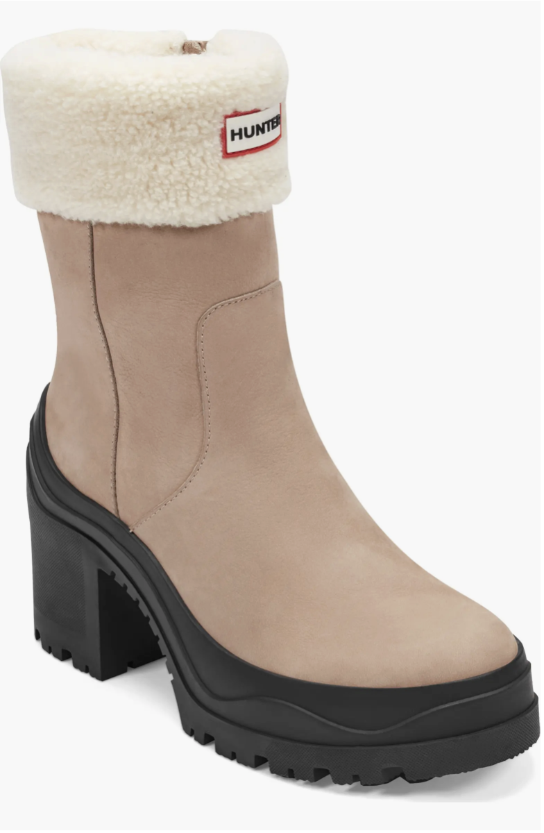 Hunter, Marisol Waterproof Faux Shearling Cuff Bootie