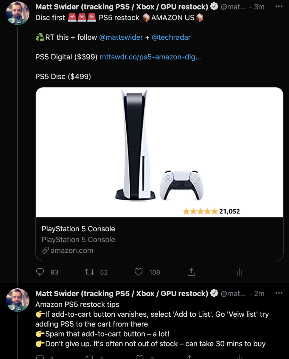 twitter ps5 restock alert