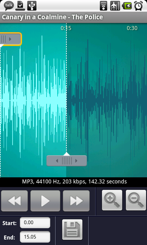 Ringdroid app -- UI