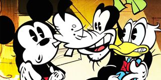 Mickey, Goofy and Donald in Disney cartoon