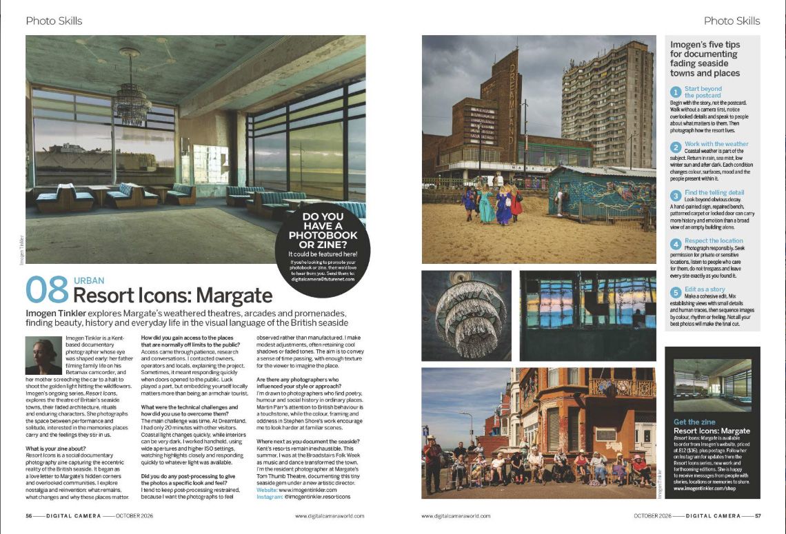 Image showing a project in the Photo Skills section in issue 312 (October 2026) of Digital Camera magazine: photographer Imogen Tinkler discusses her photo zine