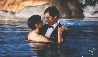 License To Kill Bond and Pam embrace in the pool
