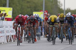 Final sprint at the end of stage three of the 2016 Tour of Oman