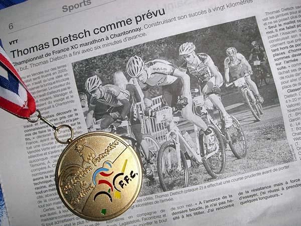 An article about the winner, Thomas Dietsch, and his medal