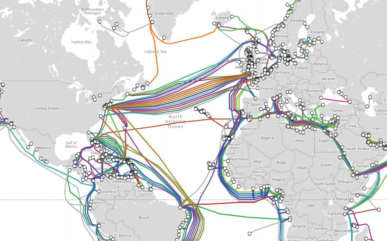 Карта мировых интернет кабелей