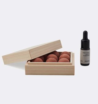 korean red soil balls in pinewood box with deep forest oil by Frama