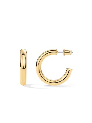 Pavoi 14k Yellow Gold Vermeil Lightweight Chunky Open Hoops | 30mm Yellow Gold Hoop Earrings for Women