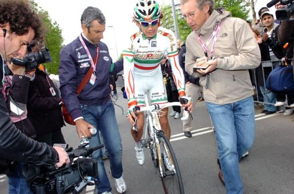Filippo Pozzato (Katusha) finishes the stage a little worse for wear