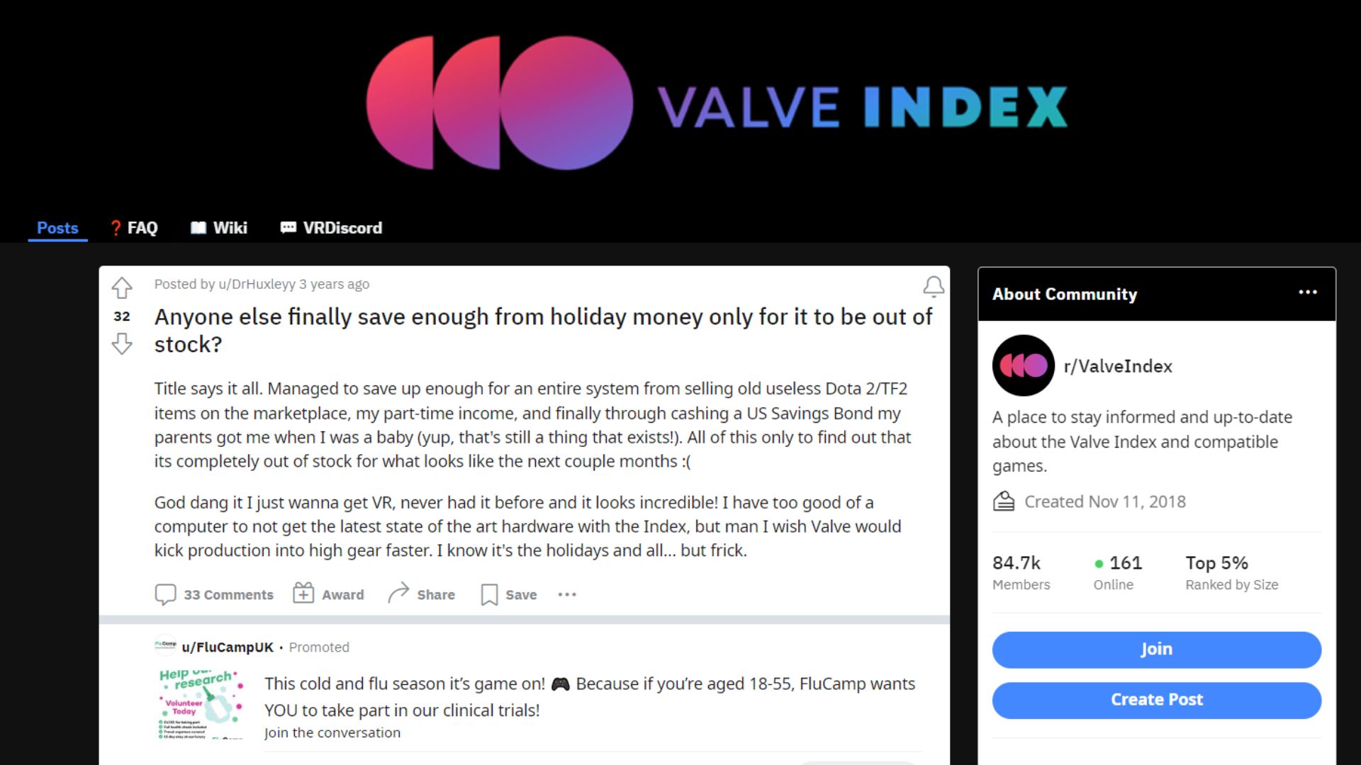 Dettweiler42 a eu du mal à trouver un casque Valve Index VR et s'en est plaint sur Reddit