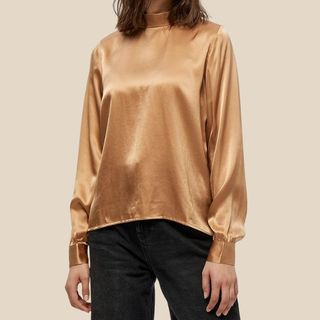 flat lay image of satin shirt