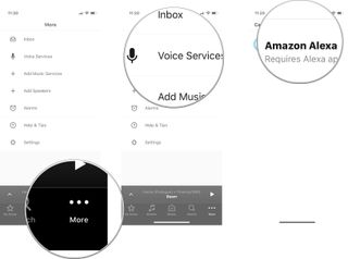 Tap More, then tap Voice Services, then tap Amazon Alexa