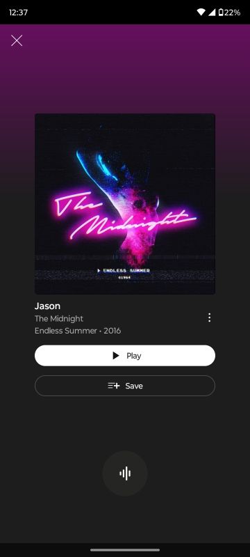 YouTube Music identifying a song
