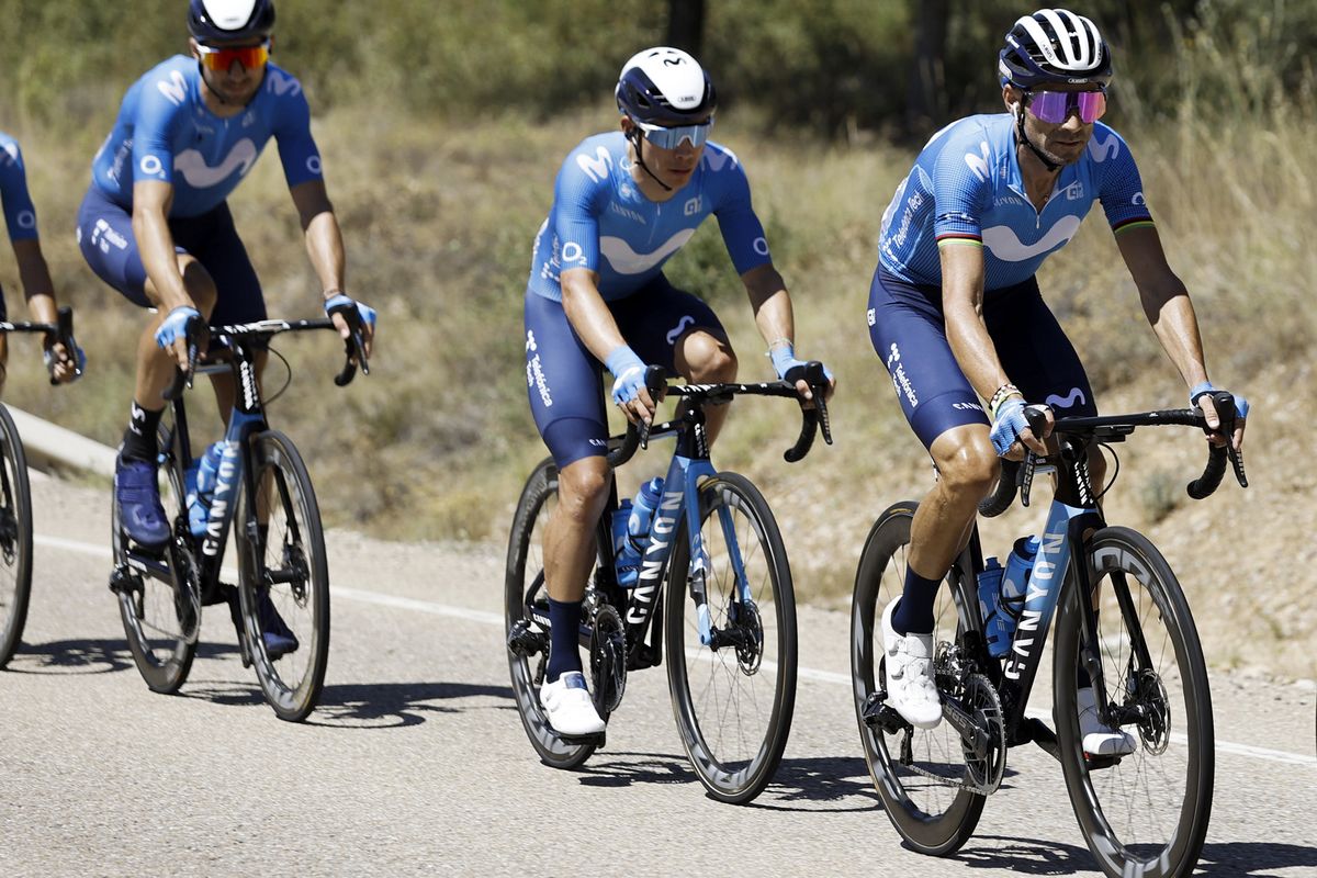 Vuelta Espana 2021 - 76th Edition - 4th stage El Burgo de Osma - Molina de Aragon 163,9 km - 17/08/2021 - Alejandro Valverde (ESP - Movistar Team) - Miguel Angel Lopez (COL - Movistar Team) - photo Luis Angel Gomez/BettiniPhoto&Acirc;&copy;2021