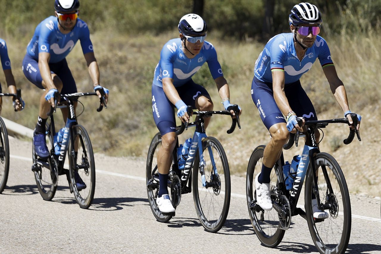 Vuelta Espana 2021 - 76th Edition - 4th stage El Burgo de Osma - Molina de Aragon 163,9 km - 17/08/2021 - Alejandro Valverde (ESP - Movistar Team) - Miguel Angel Lopez (COL - Movistar Team) - photo Luis Angel Gomez/BettiniPhoto&Acirc;&copy;2021