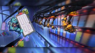 Concept art of the door coaster from the Monsters Inc. Land.