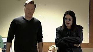 Conan O’Brien and Ozzy Osbourne standing side-by-side in 2001