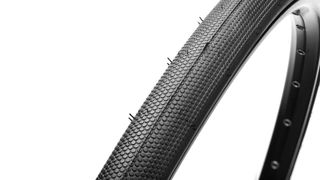 Schwalbe G-One Speed Tubeless dotted tread pattern mounted on an unlaced rim