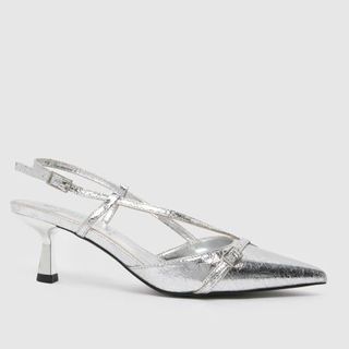 Schuh Sidney Sling Back High Heels in Silver