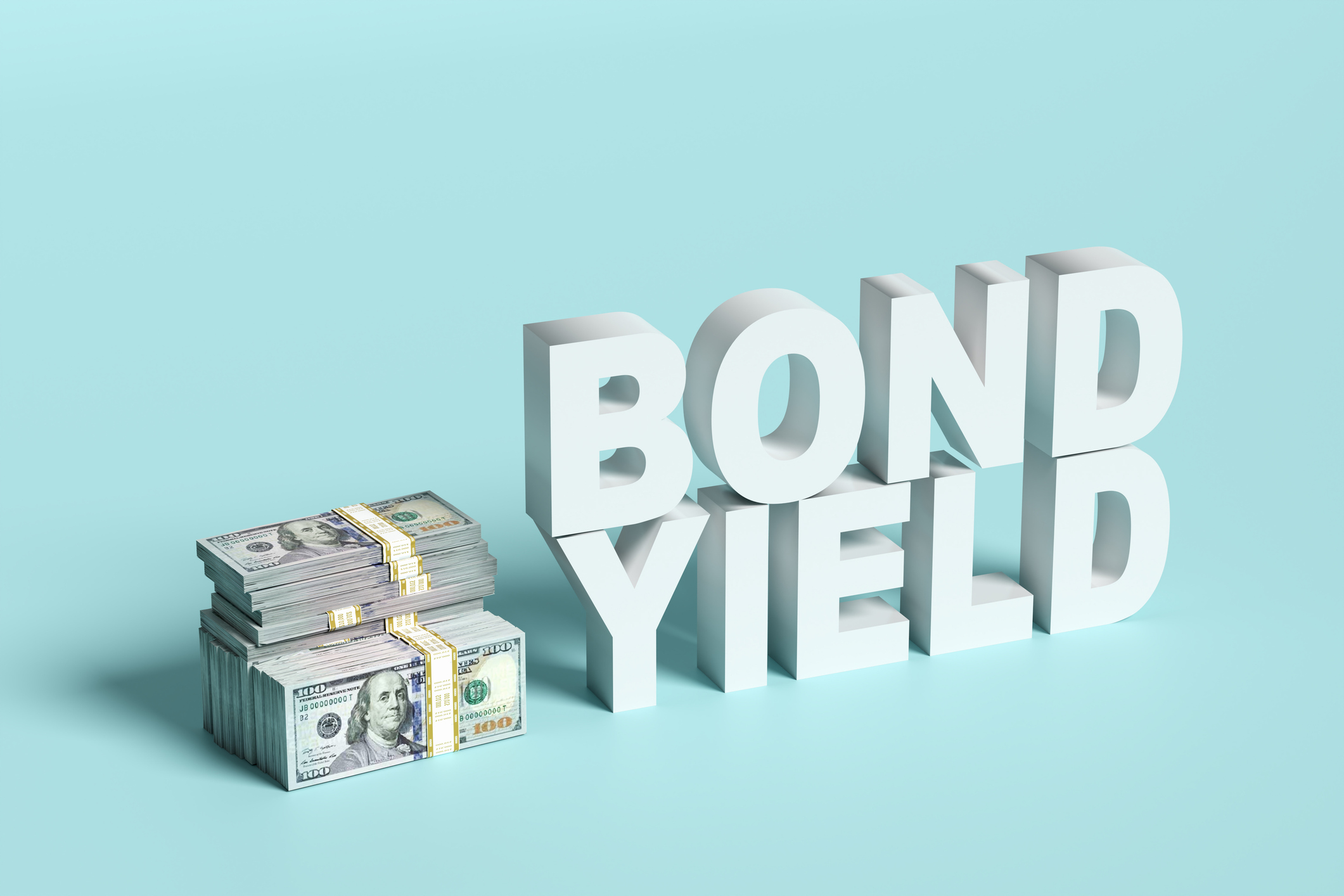 Bond yield with dollar banknotes.