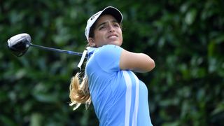 Ela Anacona takes a shot during the Amundi Evian Championship