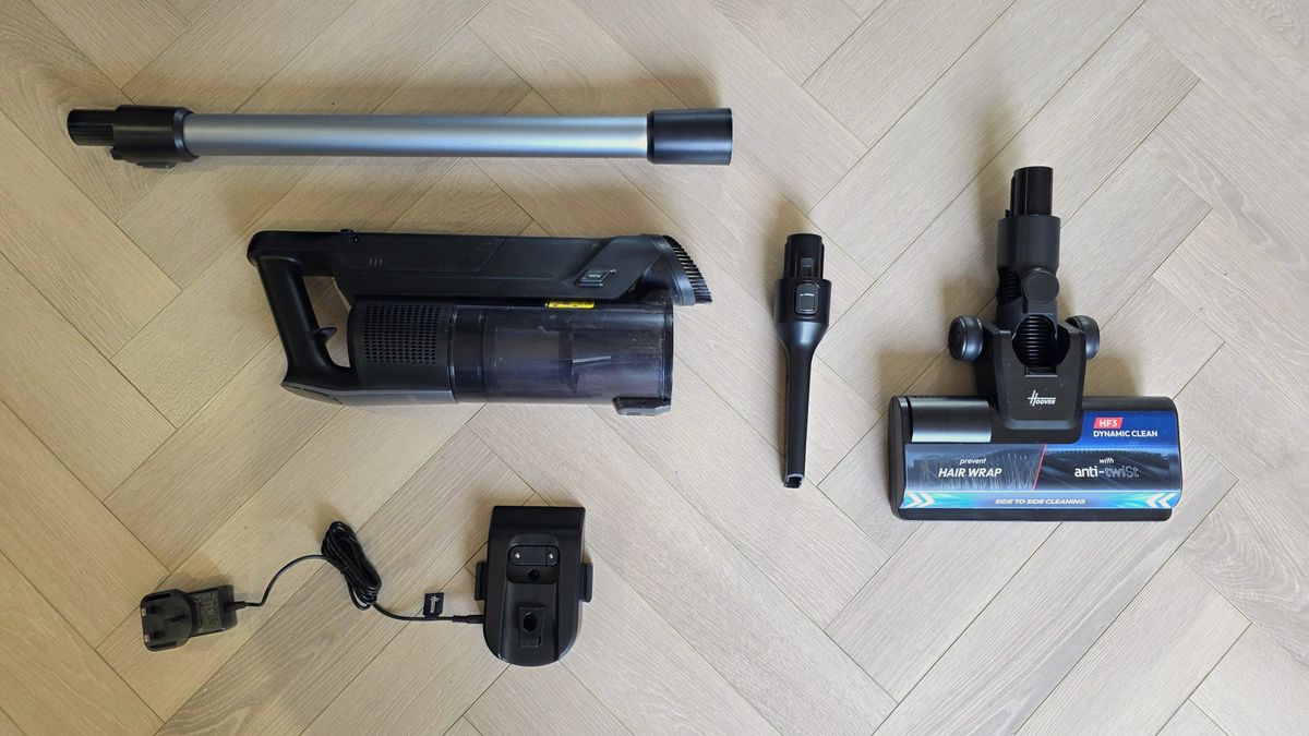 Hoover HF3 DynamicClean vacuum cleaner disassembled with accessories