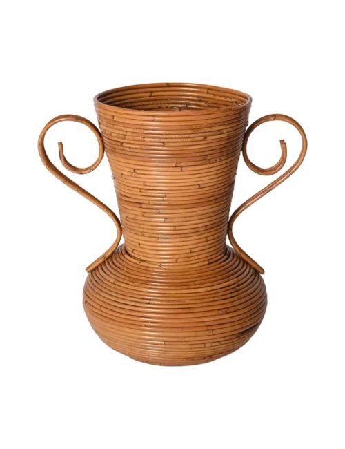 Midcentury Bamboo and Rattan Decorative Vase 1970s