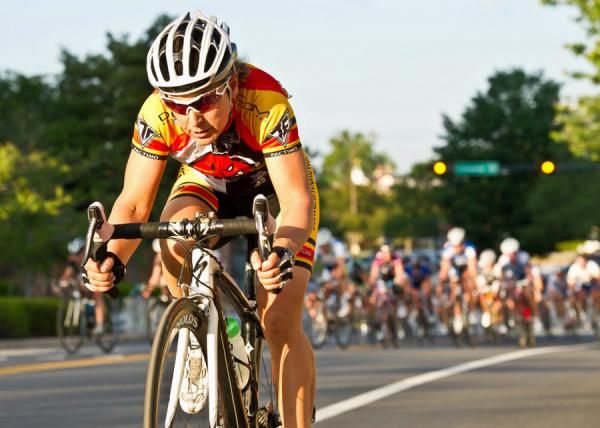 Anne Samplonius of Rouse Bicycles attempts two solo breaks during the race