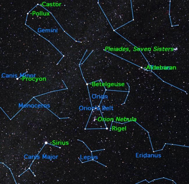 Winter Stargazing Orion and Friends Shine Brightly Space