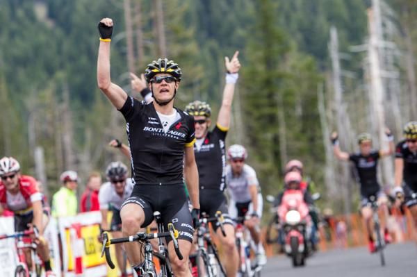her ExergyTWENTY16 teammate Jacquelyn Crowell up the road in a breakaway, Alison Tetrick sits at the front of the peloton as a counter-threat, less than 30 seconds from the overall race lead.\