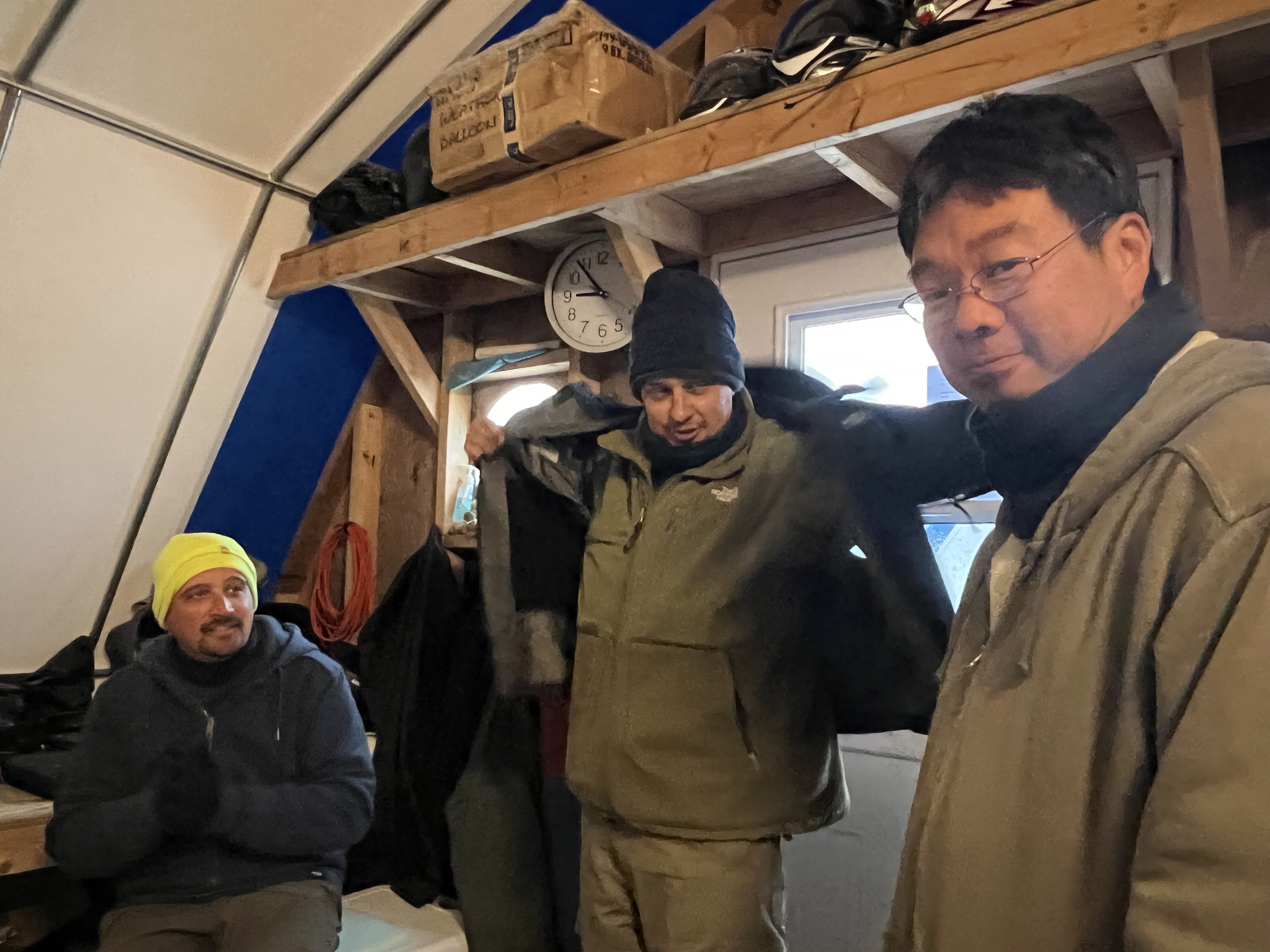 EDGES team prepares to go into the field. From L, Rigel Cappallo, John Barratt, and Jason Soo Hoo