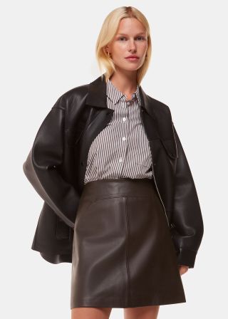 Leather a Line Skirt