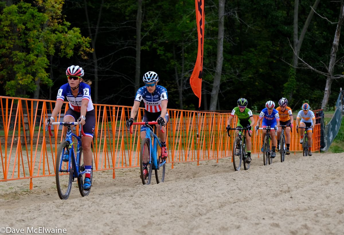 Caroline Mani (Raleigh Clement) riding in fourth position ahead of Compton