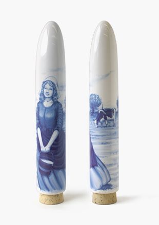 Delft-blue 'Milkmaid' figurines by Studio OOOMS