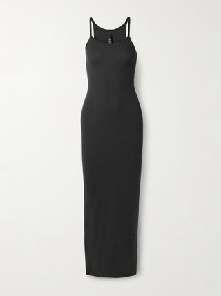 Rib Long Tank Dress 
 Soot