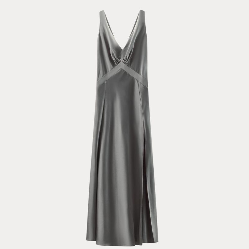 Image of grey satin dress
