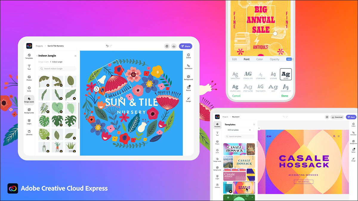 Images from Adobe Creative Cloud Express, one of the best graphic design software options