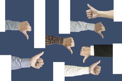 Social media concept Thumbs up or thumbs down