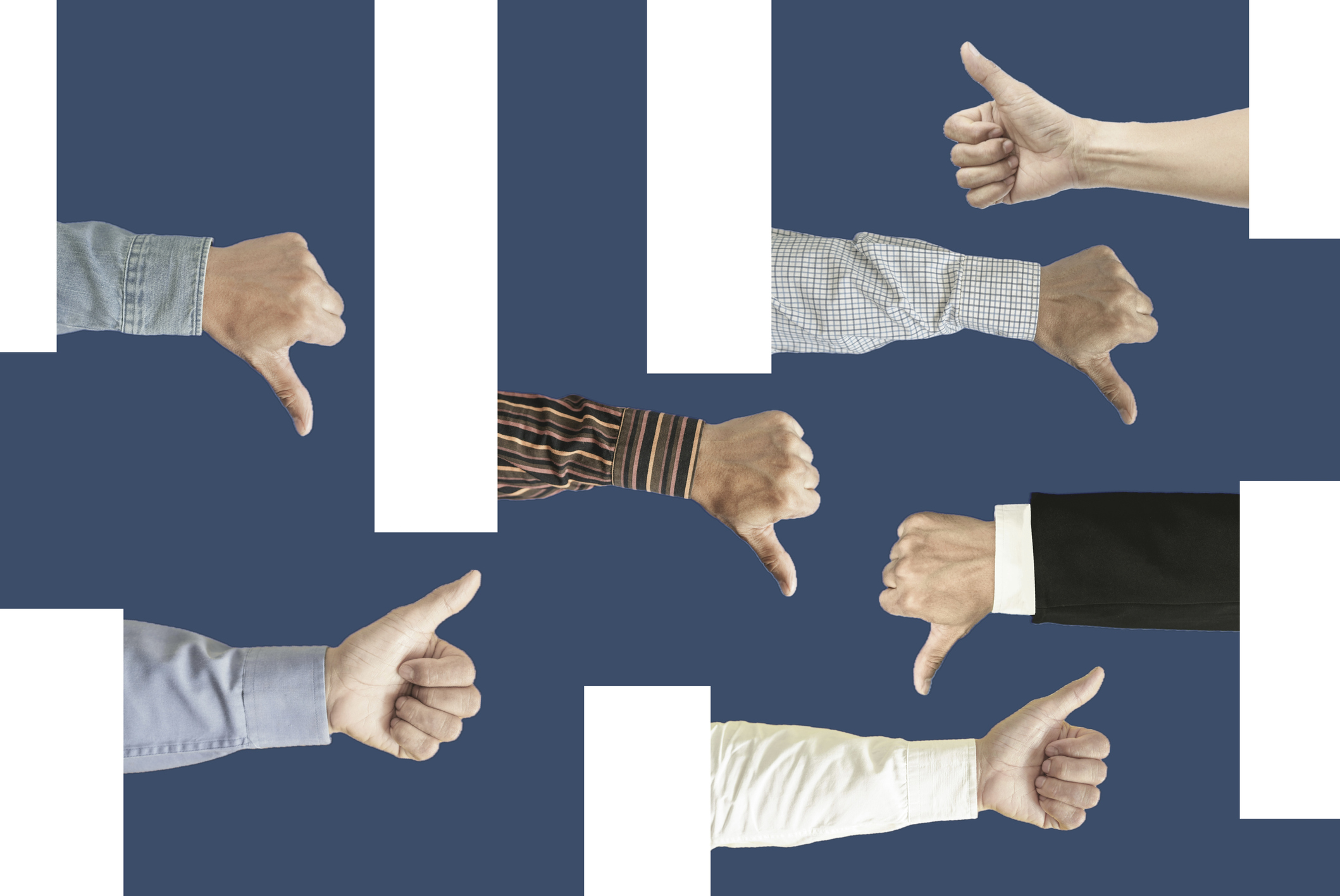 Social media concept Thumbs up or thumbs down