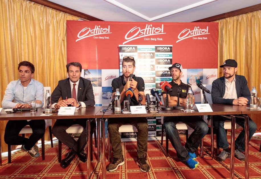 Peter Sagan appeared at a press conference in the morning