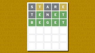 Wordle answer 774 on a yellow background