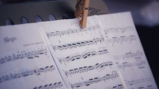 Music notation on a music stand